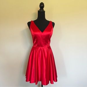 Custom Sherri Hill Red Satin Cocktail Dress